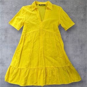 Zara Sunny Yellow Collared Mini Dress